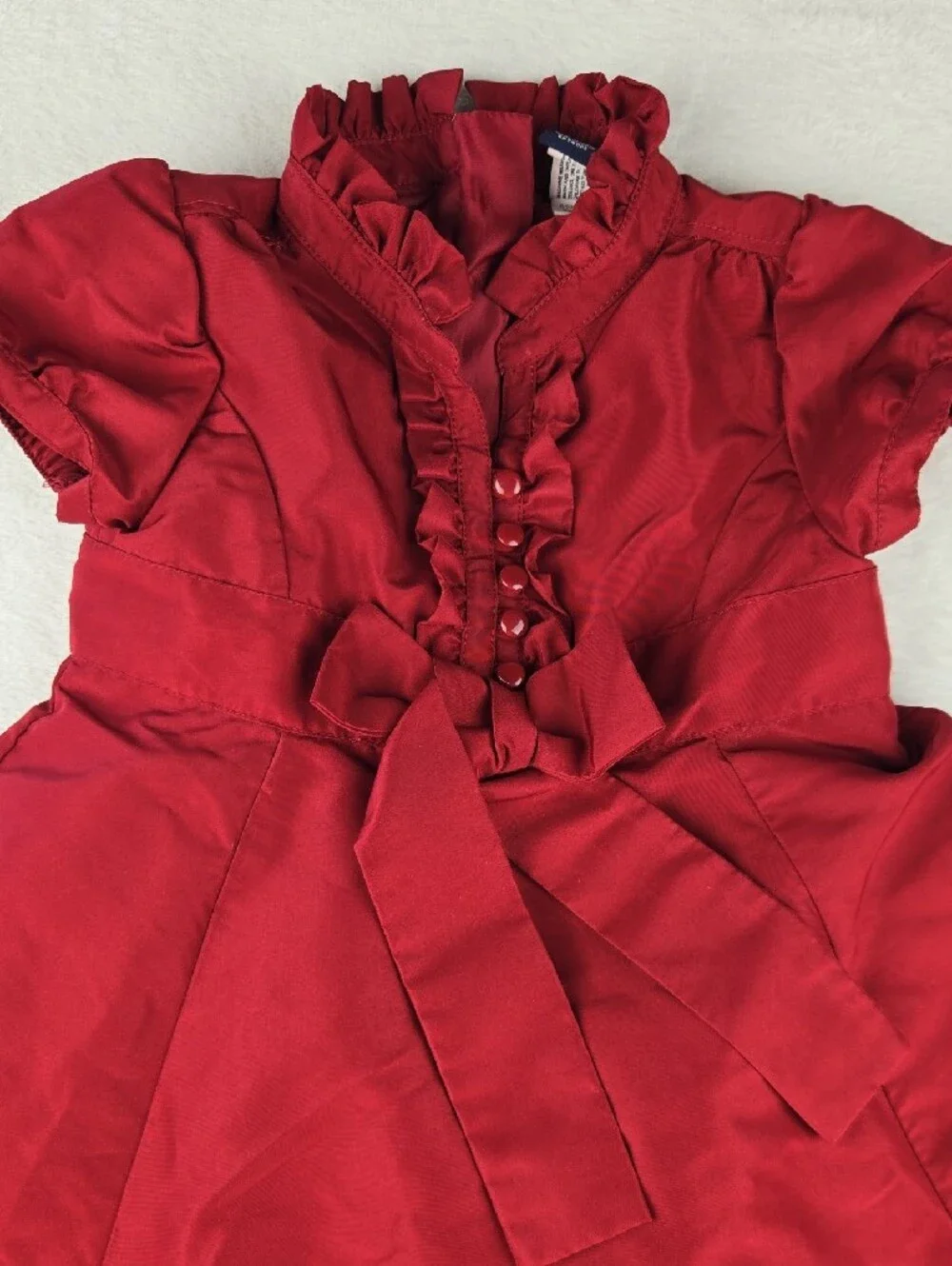 Baby Gap Red Formal Dress Size 18-24 Bow Zip Short Sleeve